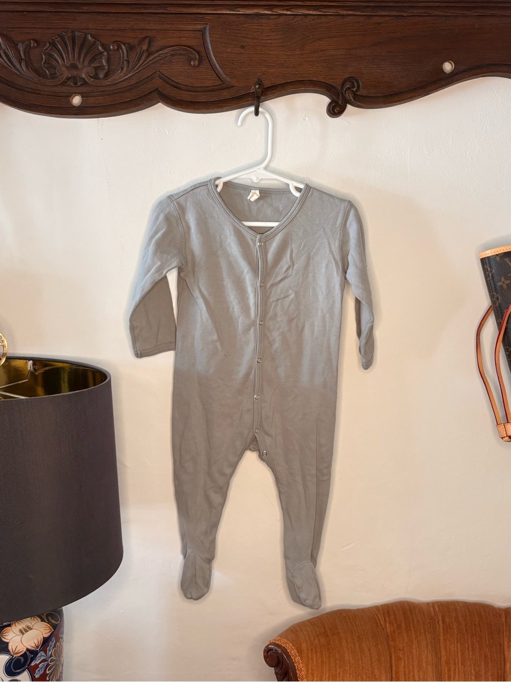 Quincy Mae Gray Footed Romper